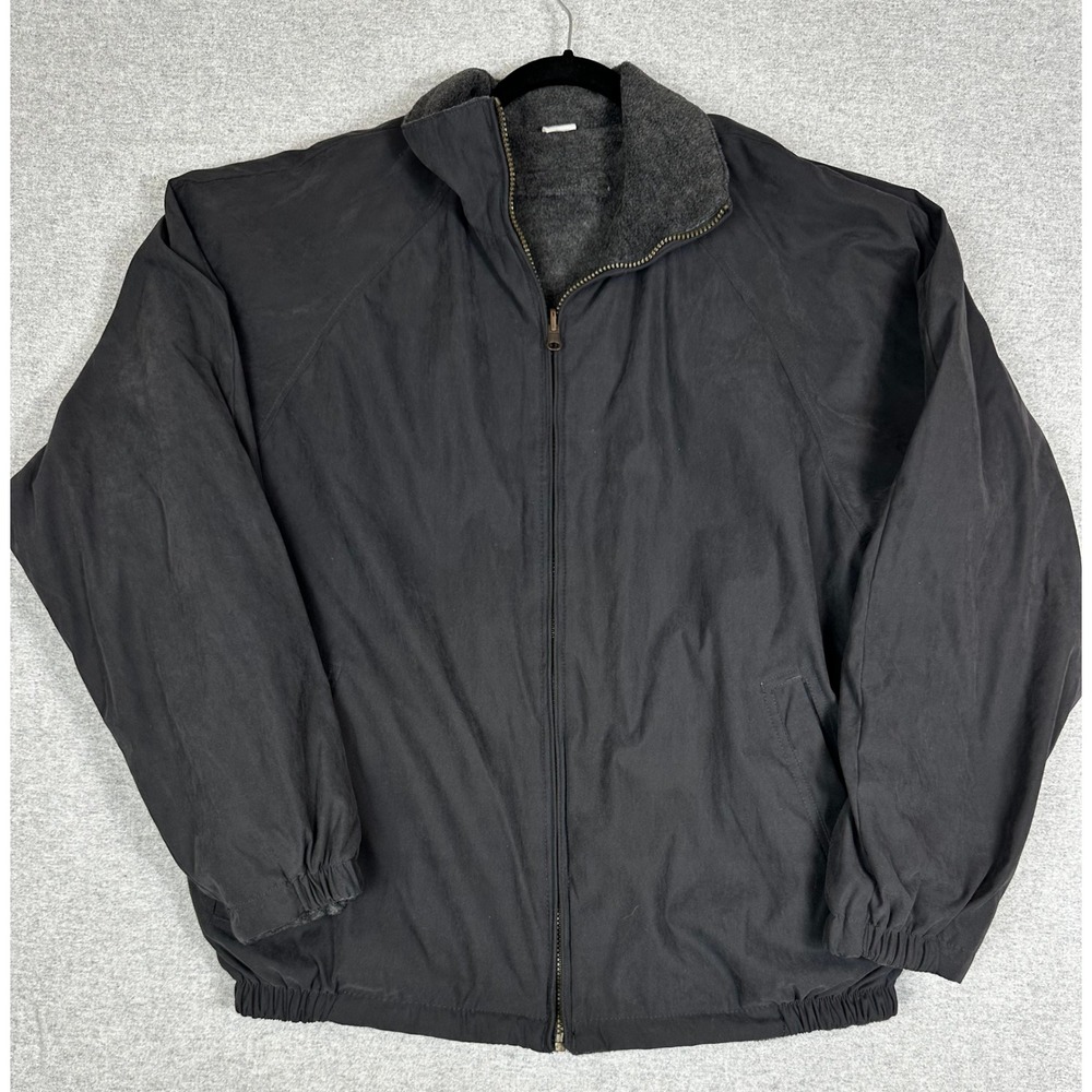 Eagles Ridge Reversible Bomber Jacket Mens XL Black Shell Grey Fleece